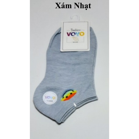 TẤT VỚ NỮ CỔ NGẮN In hình mặt cười trên cổ vớ Chất liệu thun cotton Êm mát Nhãn hiệu Voyo