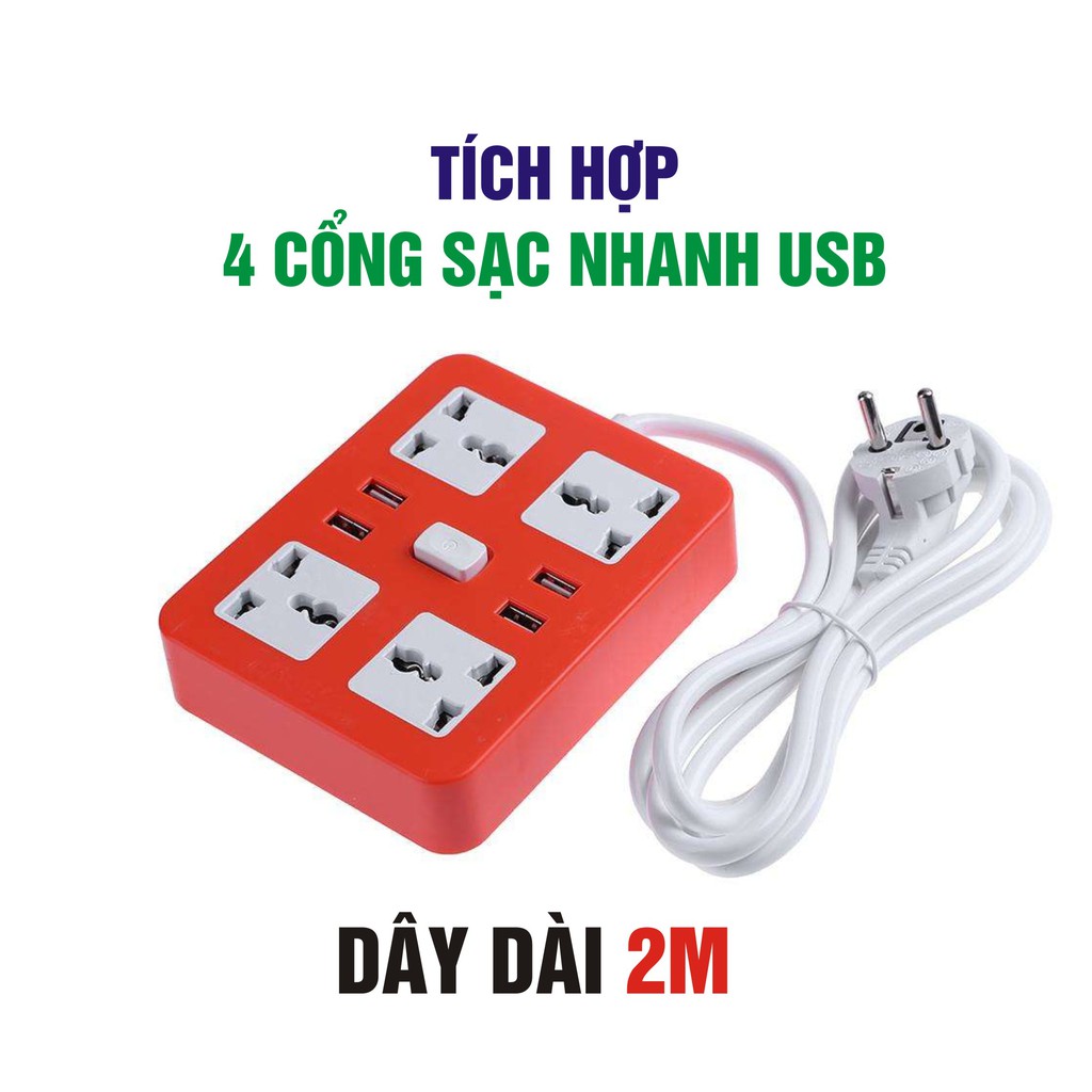 Ổ cắm điện thông minh T-03 tích hợp 4 cổng sạc nhanh USB 5V-4A