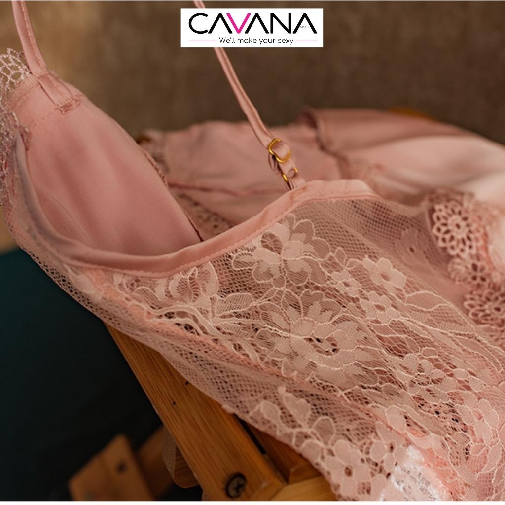 Đầm ngủ sexy, váy ngủ 2 dây sexy sang trọng phi lụa phối ren gợi cảm cao cấp N27 - CAVANA STORE