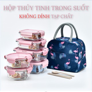 Hộp đựng cơm thủy tinh HCN cao cấp CHIA NGĂN Bộ hộp cơm văn phòng(bán buôn - bán lẻ)