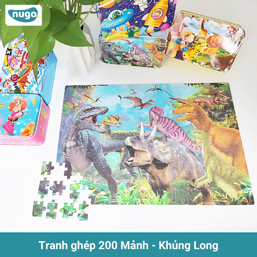 Combo Mua 2 Tranh Ghép Gỗ 200 Miếng tặng 1 tranh 60 miếng Ghép Cho Bé