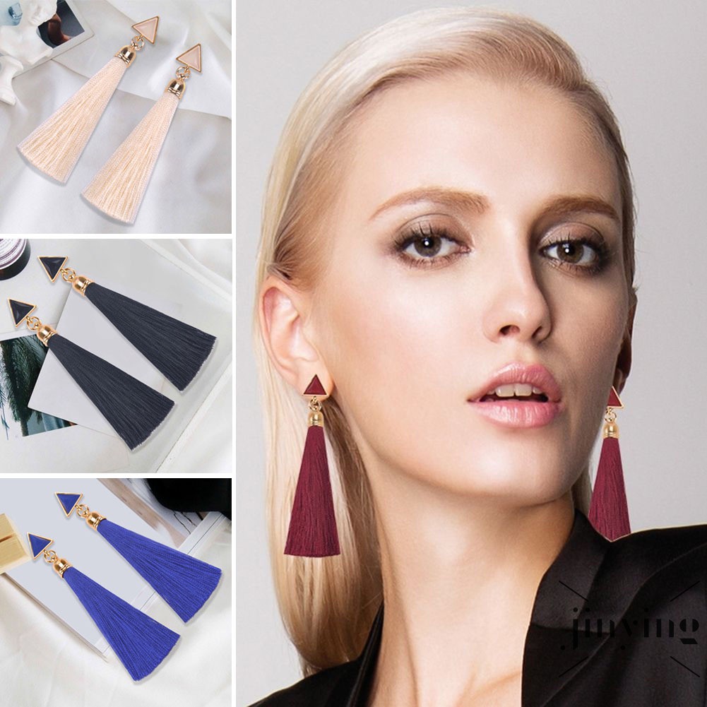 GETNOIVAS Hoa tai dáng dài phối tua rua phong cách vintage cho nữ