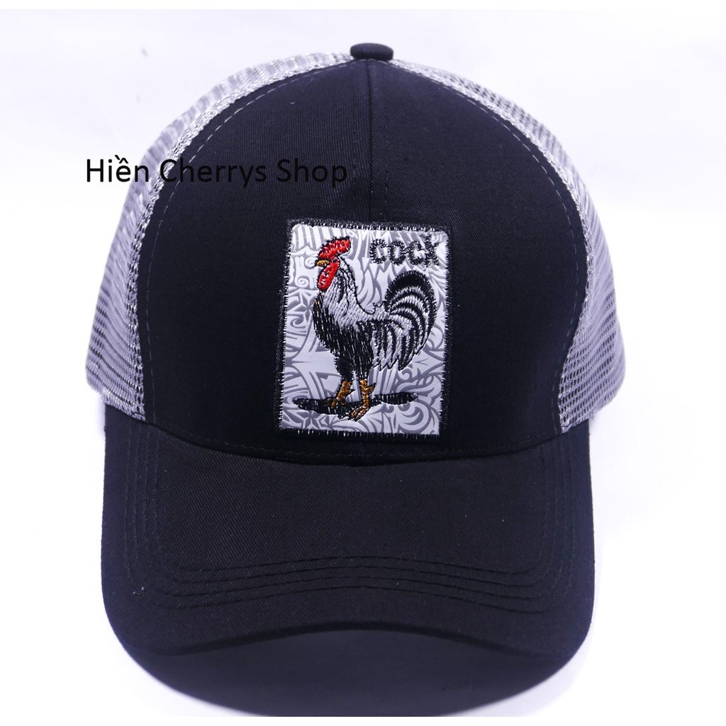 Nón kết lưới thêu hình con gà COOK cao cấp, khóa nhựa - Kiểu dáng thời trang cá tính thích hợp cho mọi người