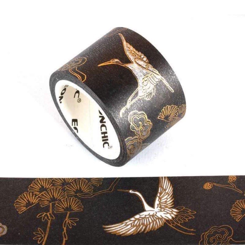 (Chiết theo chu kỳ) Băng dính washi tape hoạ tiết cổ phong #3 có mạ