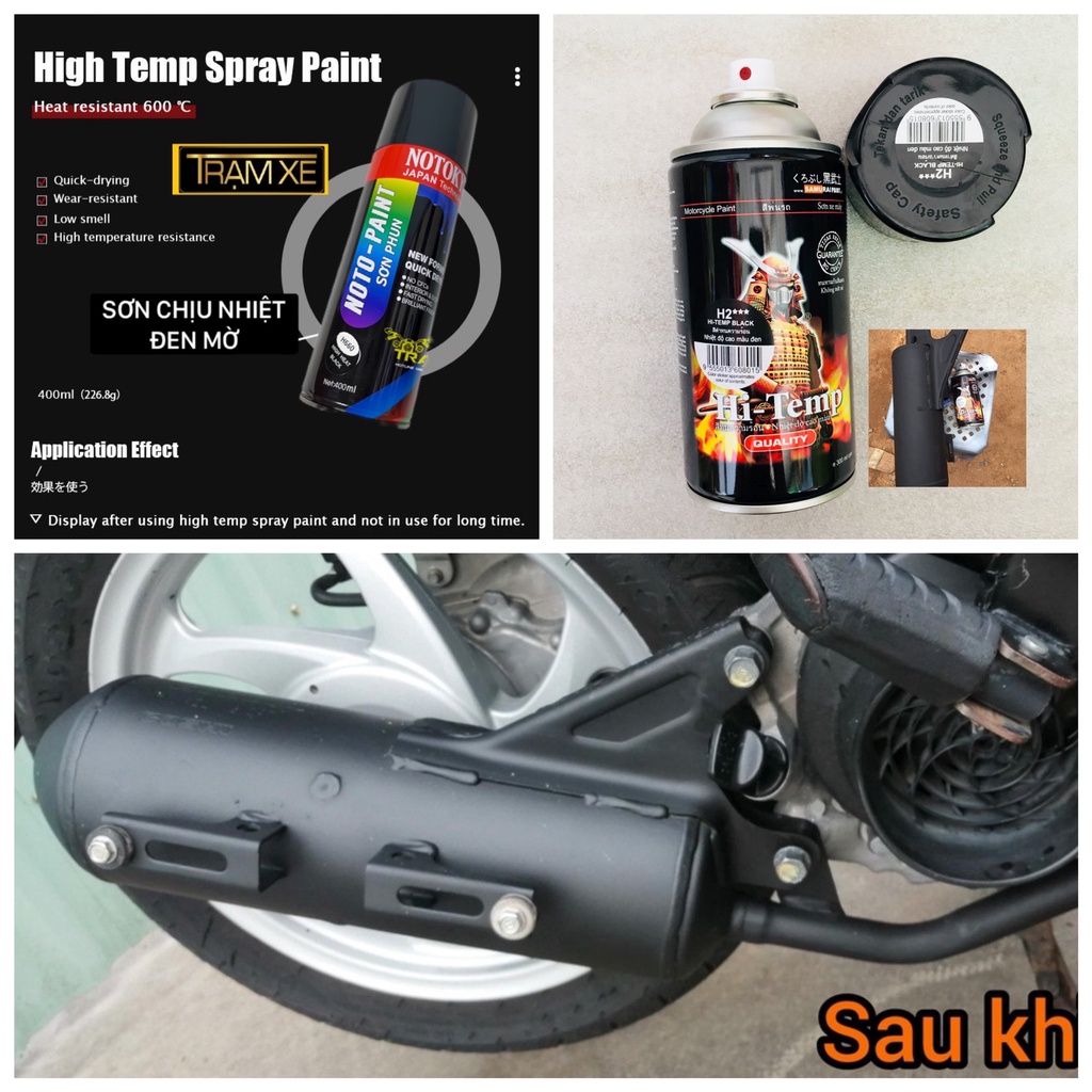 Sơn Xịt Chịu Nhiệt H2 Samurai - H660 Noto Paint Màu Đen chuyên dùng cho Pô Xe