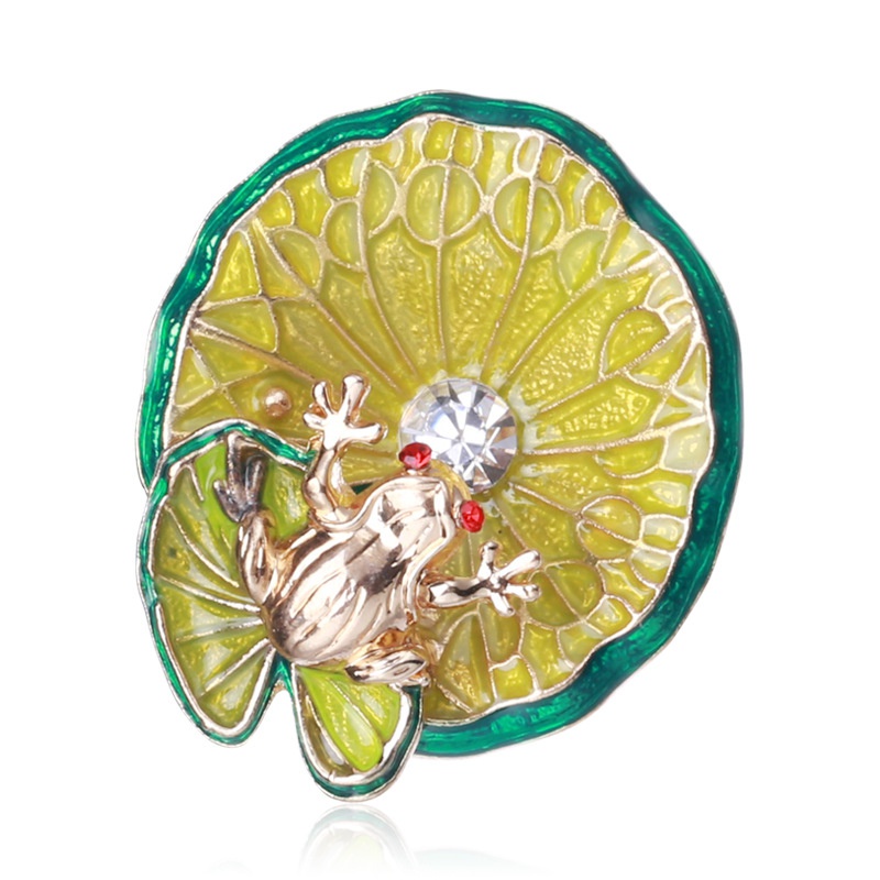 Ghim Cài Áo Hình Ếch Và Hoa Sen Thời Trang