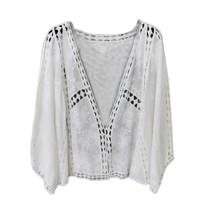 Áo Khoác Cardigan Cánh Dơi Phối Ren Hoa Thời Trang Mùa Hè Cho Nữ