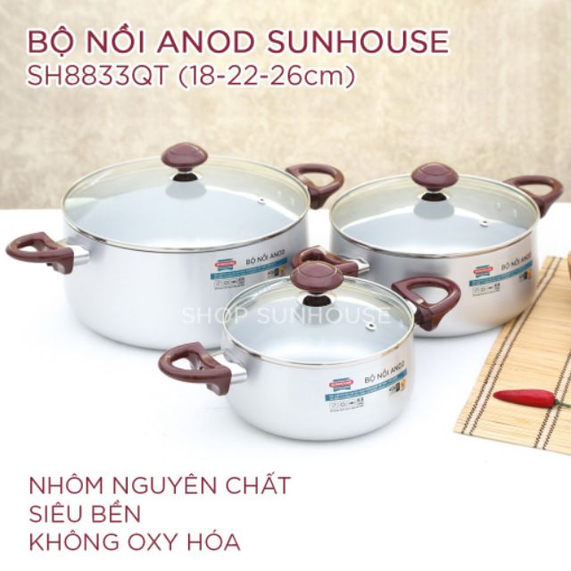 Bộ nồi Anod sunhouse SH8833