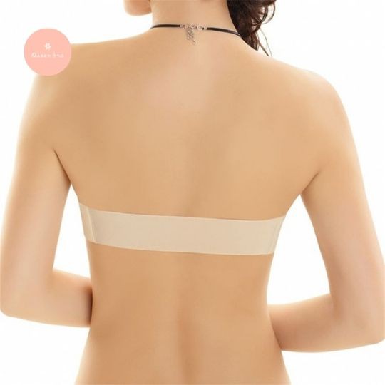 Áo ngực nữ, áo lót su cúp ngang chất mịn, mút dày 2 cm nâng ngực dây lưng trong suốt 218, Queennga