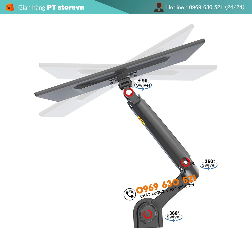 GIÁ TREO MÀN HÌNH NB-H80 - TẢI TRỌNG 9KG - XOAY MÀN 360 ĐỘ