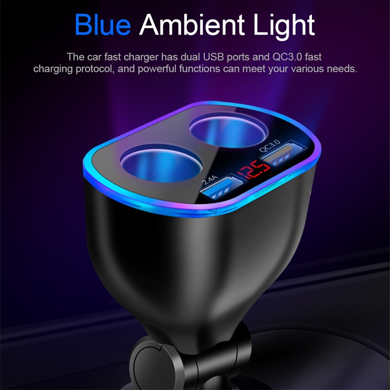 Tẩu sạc xe hơi SEAMETAL chuyển đổi có đèn xung quanh 12V/ 24V 120W thông dụng