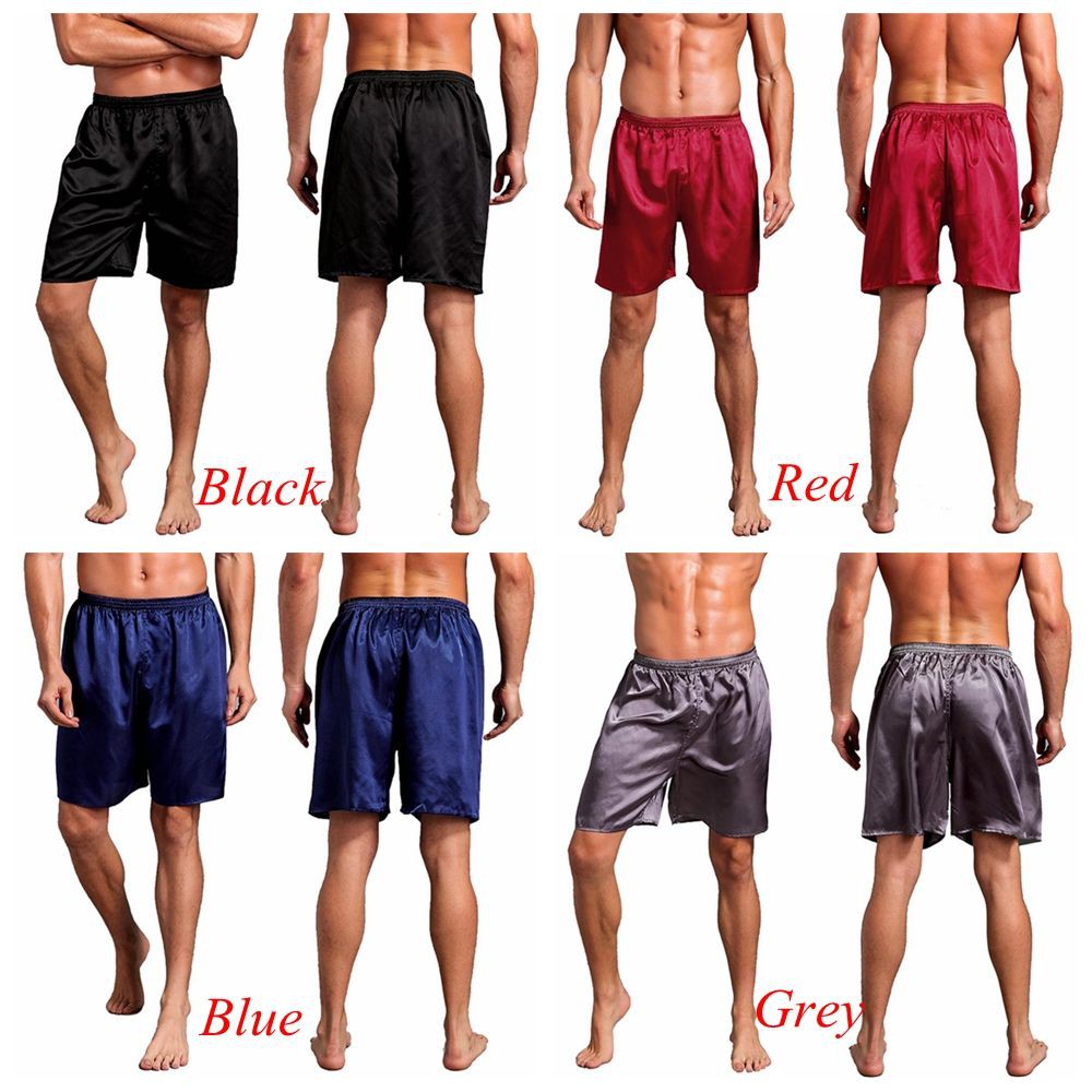 💎OKDEALS💎 New Loungewear Pure Color Robes Satin Silk Sleepwear Pajama Homewear Fashion Gift Men Underwear Shorts/Multicolor