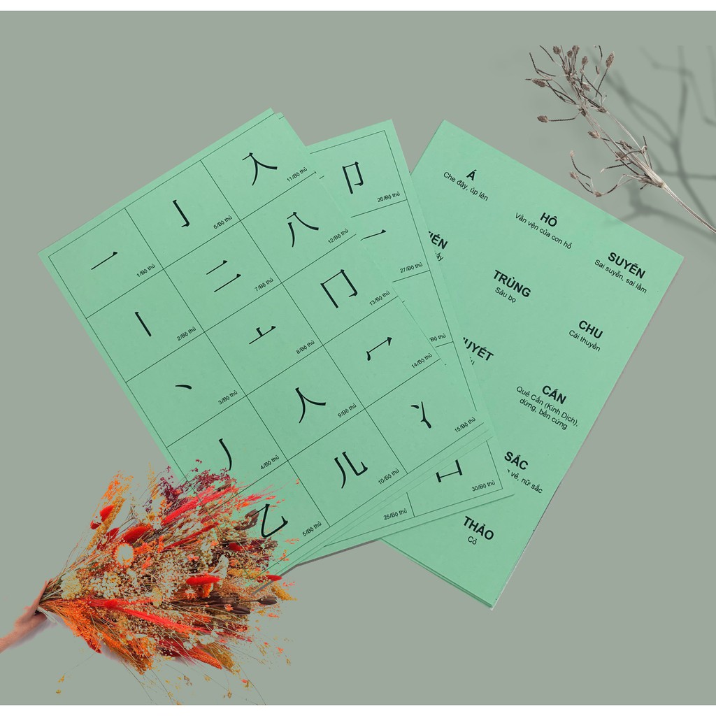 Flashcard 214 bộ thủ Kanji Tiếng Nhật