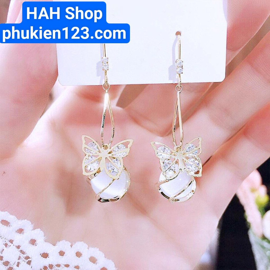 Bông tai nữ dễ thương, thiết kế hình bướm dáng ngắn xinh xắn phong cách Hàn Quốc