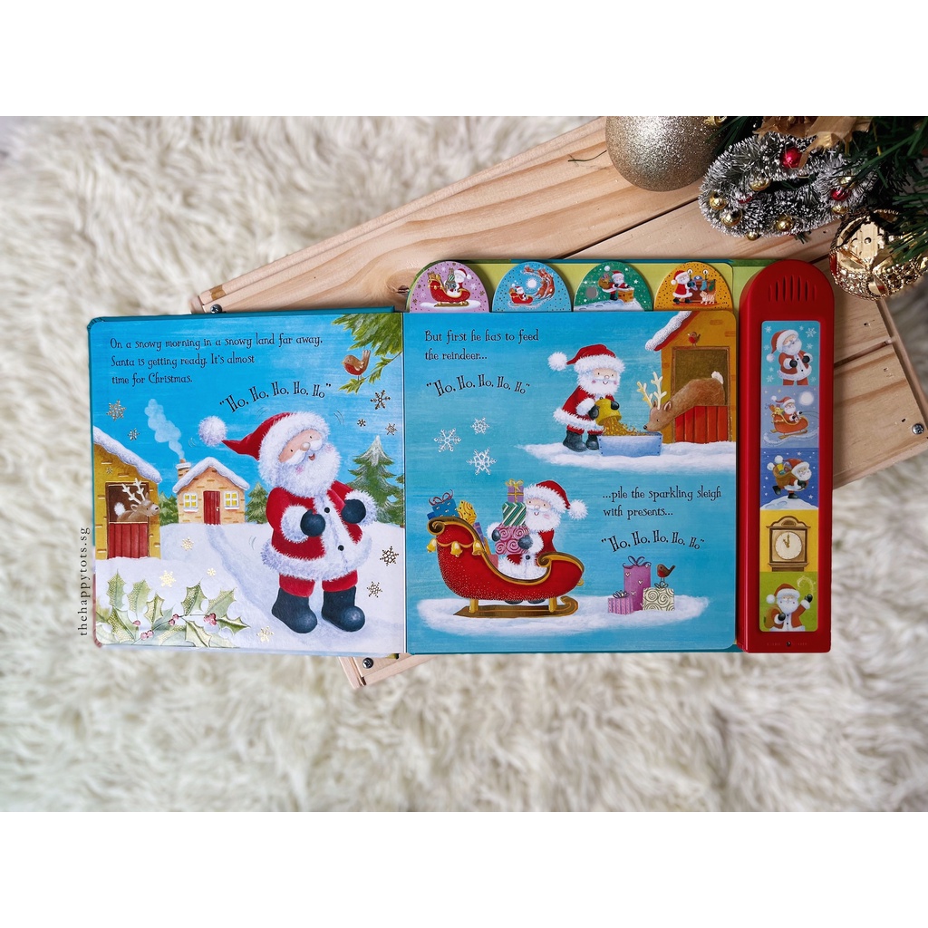 Sách âm thanh Usborne - Noisy Touchy-feely Santa - Tiếng động mùa giáng sinh, ông già noel cho bé 3 tuổi