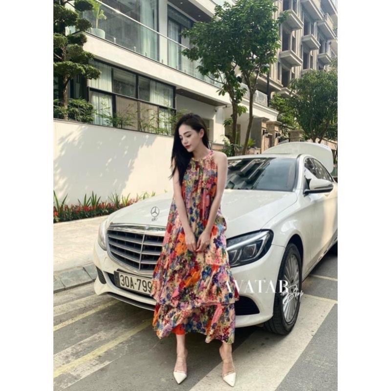 Đầm bầu HOA tiểu thư công chúa mùa hè MAMA DRESS Váy bầu suông maxi hai dây đi biển đi du lịch hoặc mặc nhà giá rẻ V60