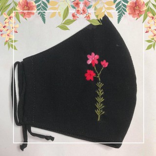Khẩu trang thêu tay vải linen chống bụi AN50