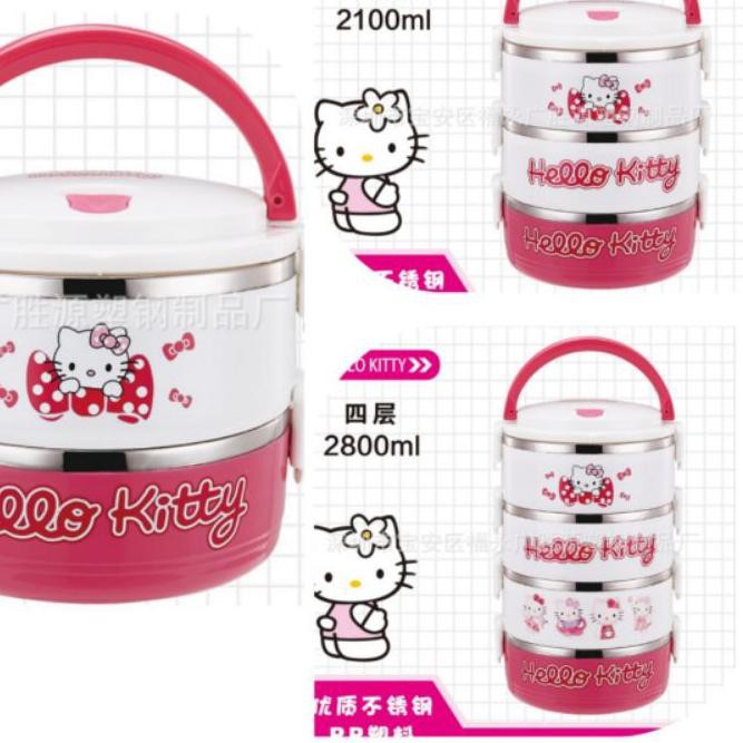 Hộp Đựng Cơm Trưa 2 / 3 / 4 Tầng Hình Hello Kitty Dễ Thương Ds2D