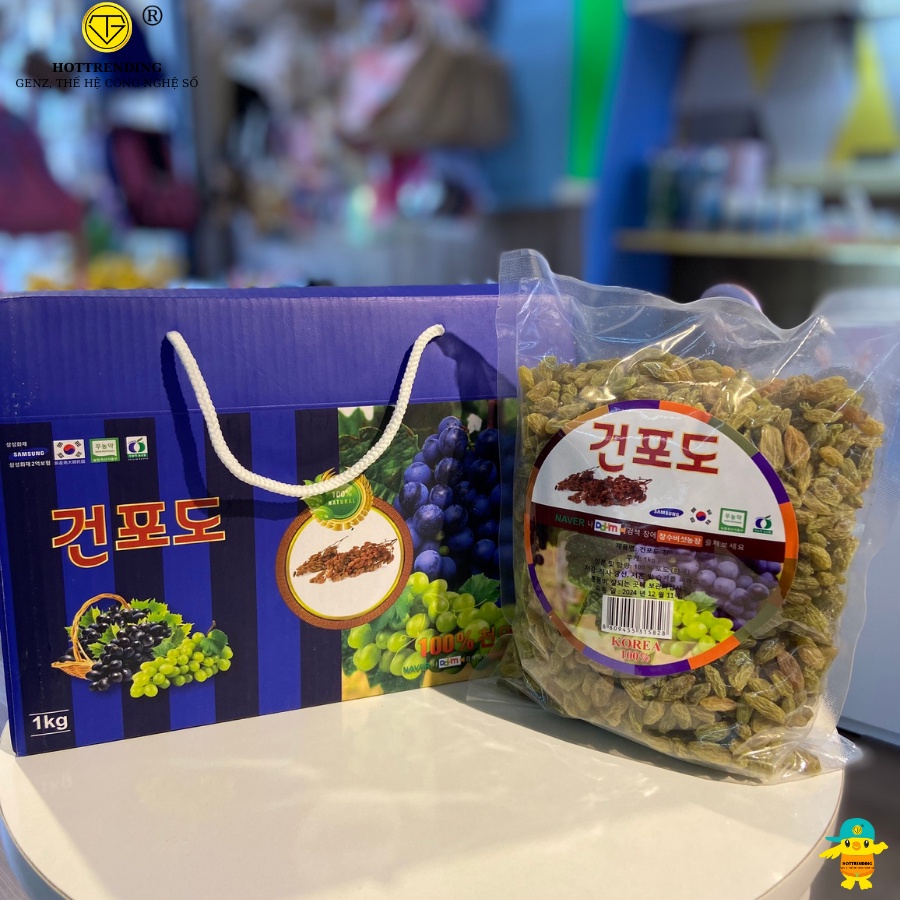 Hộp nho khô hàn quốc 800gram, Nho xanh sấy khô hộp làm quà tặng sức khỏe