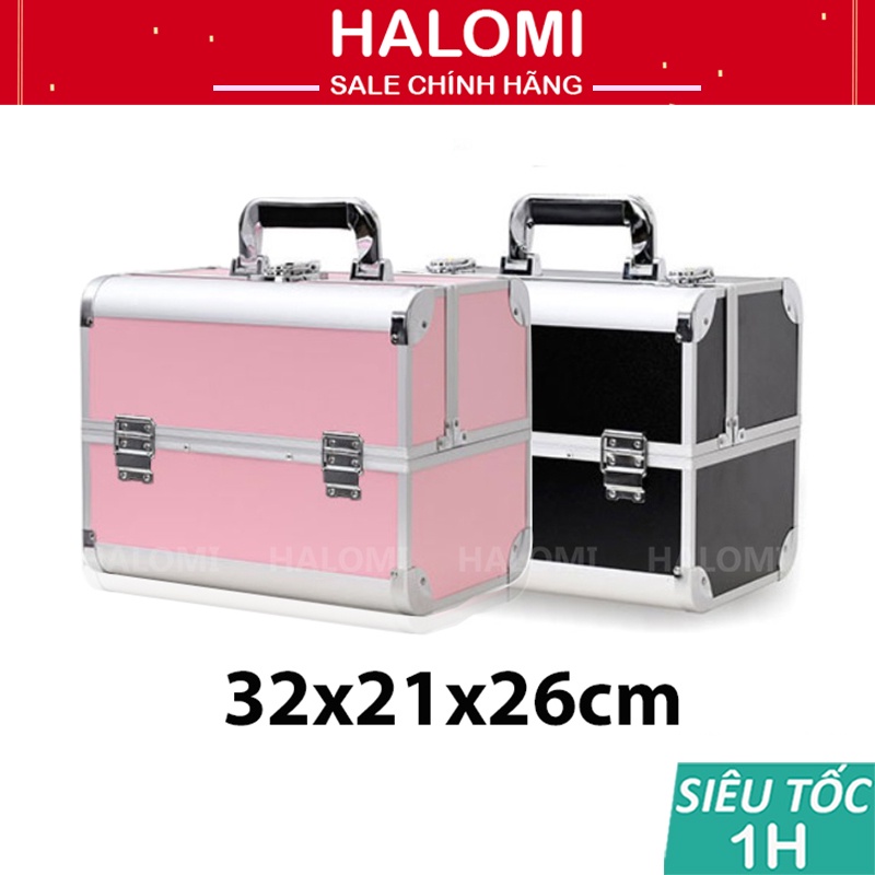 Cốp đựng đồ trang điểm, nail, mi cỡ lớn kích thước 21 x 26 x 32 cm chính hãng HALOMI