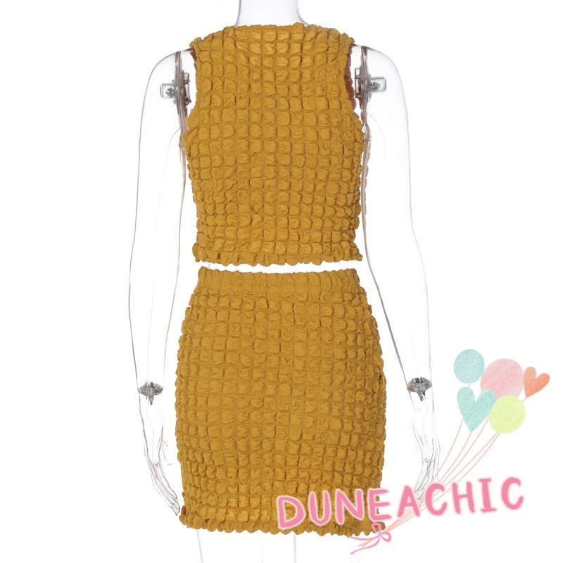 DUNEA Bộ Áo Tank Top Cổ Tròn + Chân Váy Ngắn Gợi Cảm Cho Nữ