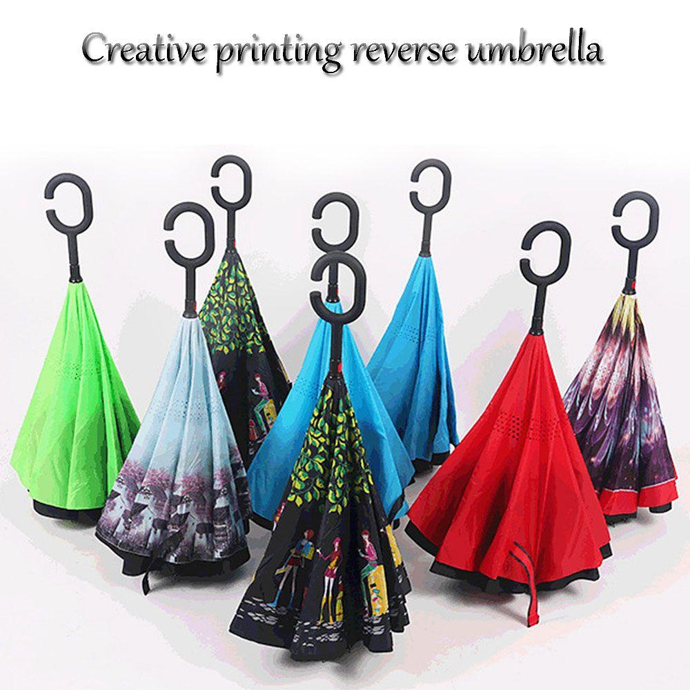 Let Upside Down Dù Ngược Tay Cầm Dài Có Thể Gập Lại Chống Gió