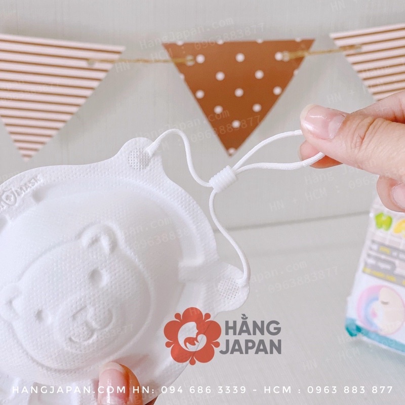 khẩu trang gấu Unimask cho bé từ 0-4 tuổi chỉnh được quai đeo