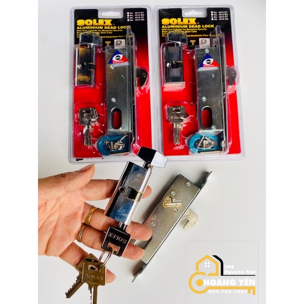 Khoá cửa lùa SOLEX cho cửa gỗ, nhôm, sắt, nhựa, Khóa cửa đẩy Solex chính hãng