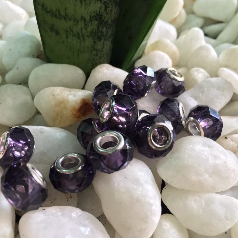HC02 Hạt charm xỏ vòng size 15x10mm, lỗ 4mm Màu tím 20 cái/bịch