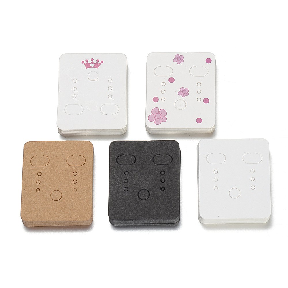 Bộ 100 miếng thẻ giấy kraft trống trơn màu trắng/ đen để trưng bày bông tai trang sức thời trang tự làm 3.8x4.8cm