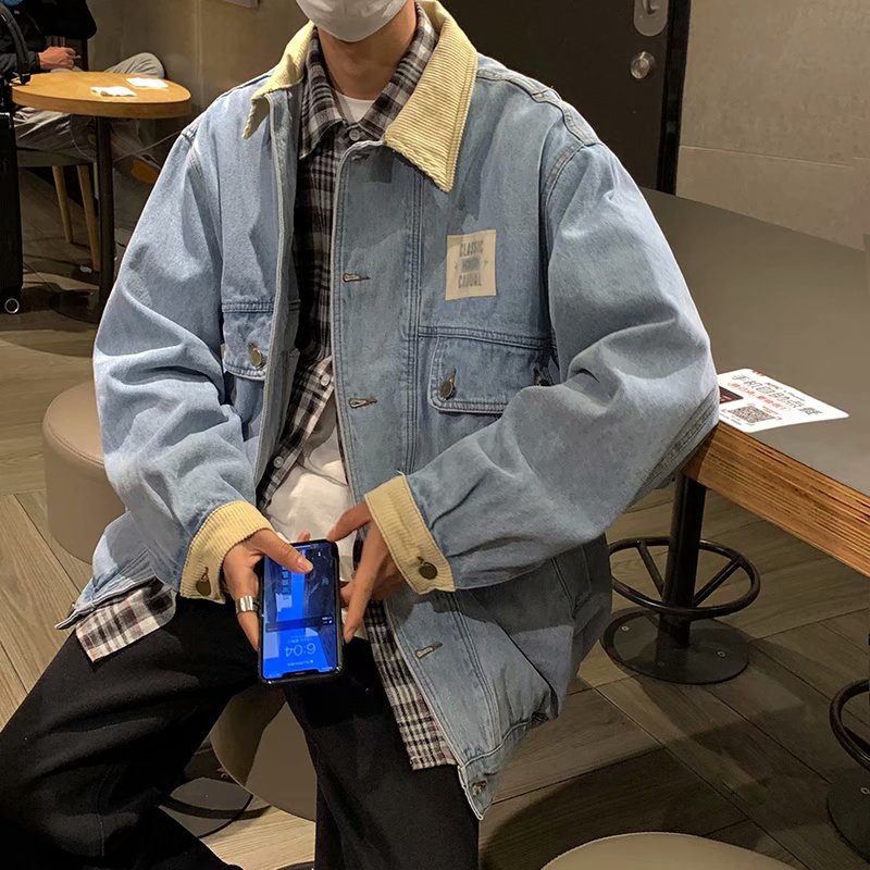 Áo khoác jean màu trơn cổ bẻ thời trang cho nam fashion simple denim jacket unisex bigsize jacket nam form rộng có cổ