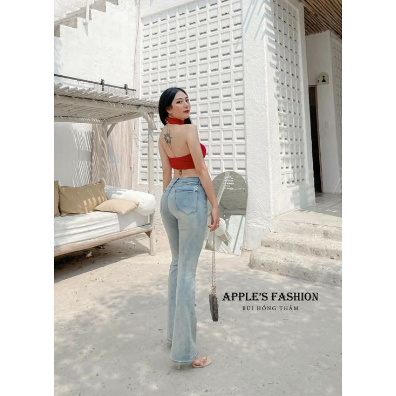 Quần jeans loe xanh đậm- nhạt