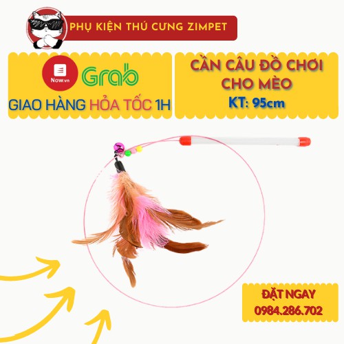 Đồ chơi cần câu cho mèo dây thép - Cần câu lông cho mèo - Đồ chơi cho mèo - Zimpet