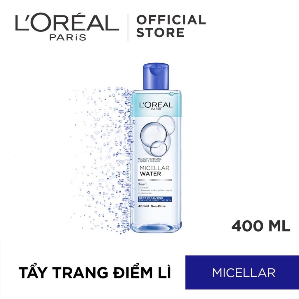 Nước tẩy trang cho mọi loại da L'Oreal Paris 3-in-1 Micellar Water 400ml