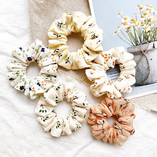 Scrunchies vải thô đũi họa tiết