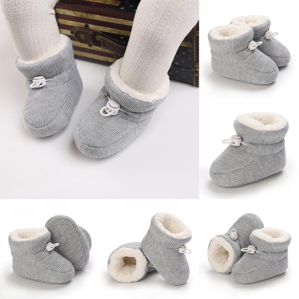 Giày Bốt Cotton Cổ Điển Đế Phẳng Chống Trượt Giữ Ấm Mùa Đông Dễ Thương Cho Bé Trai Gái