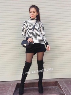 [SALE] áo cổ lọ kẻ