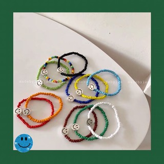 Vòng Tay Hạt cườm Mặt cười Xỏ hạt co giãn handmade MADEBYLEE