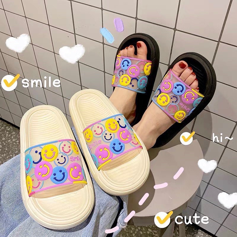 Dép bánh mì,dép quai ngang hình mặt cười phong cách Ulzzang