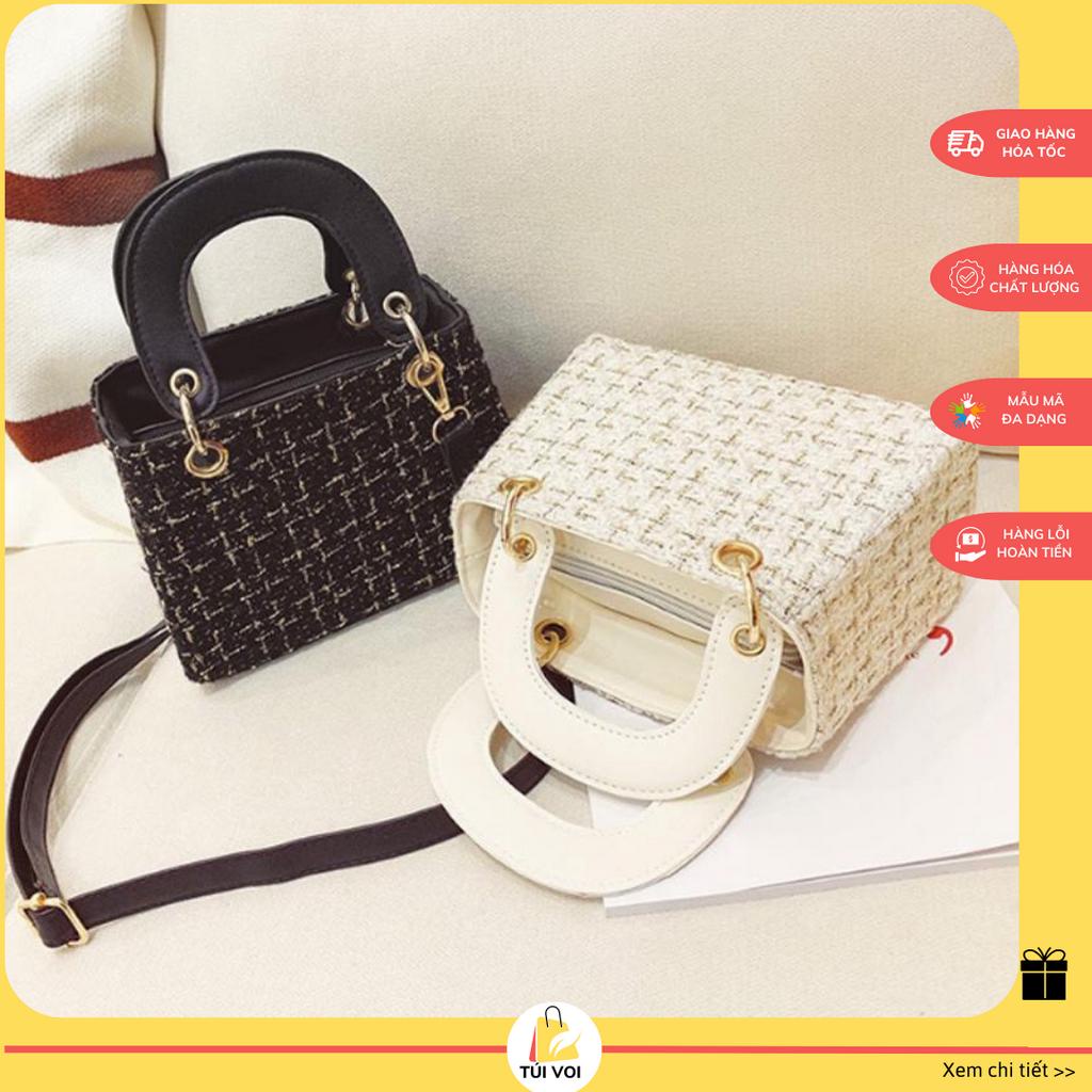 Túi xách nữ vải dạ dáng hộp vuông sang chảnh phong cách hiện đại CV25