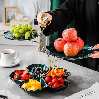 Khay đựng mứt tết_để bánh, hoa quả 3 Tầng mạ vàng cao cấp