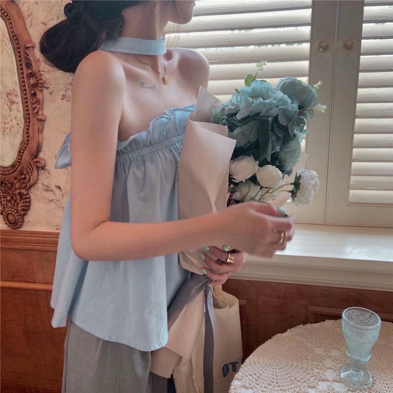 Áo Voan Kiểu Cúp Ngực Choàng Cổ Tiểu Thu Xinh Xắn Màu Trơn Không Mút - Mã: 06TV - Fashion