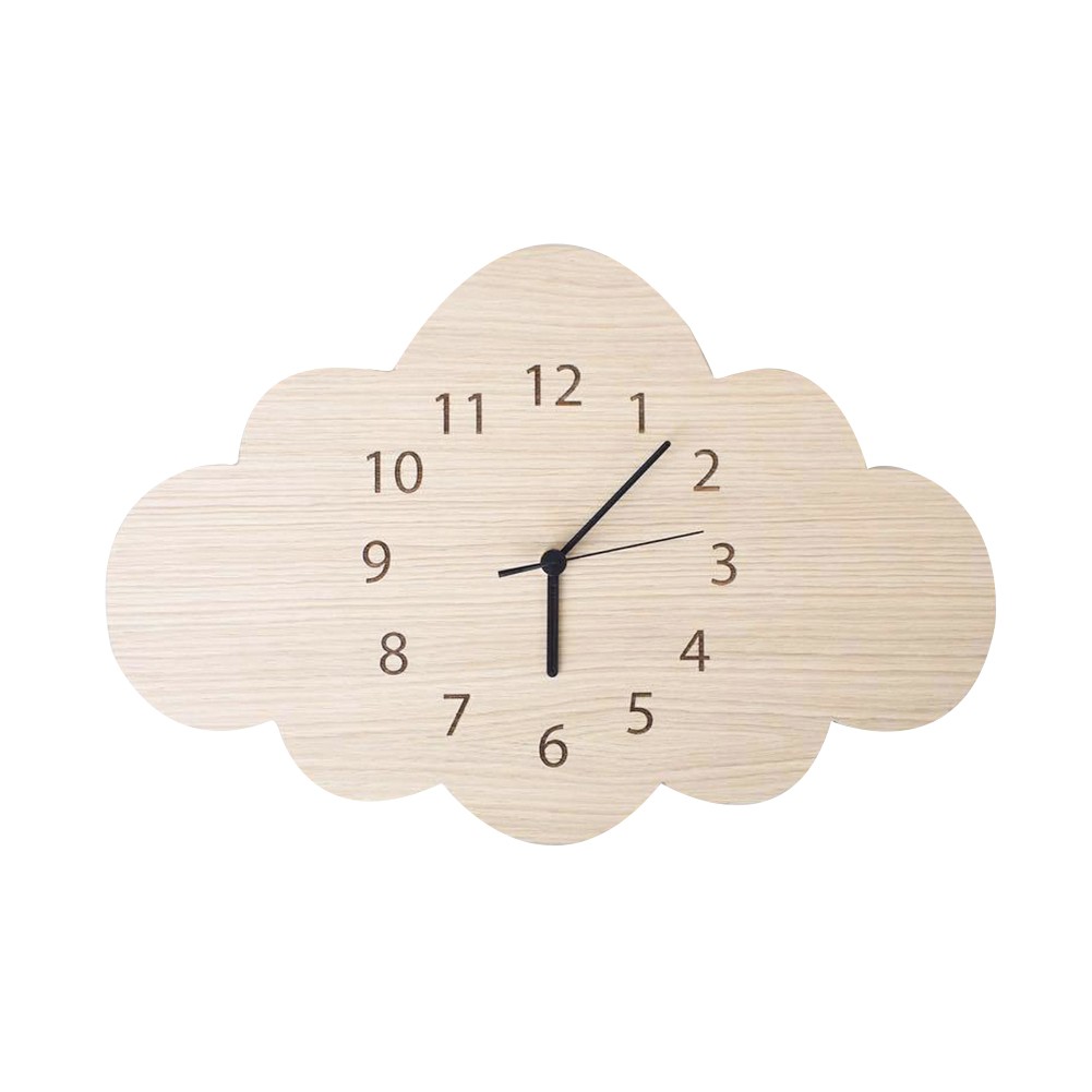 Đồng hồ treo tường hình đám mây bằng gỗ trang trí phòng ngủ cho bé