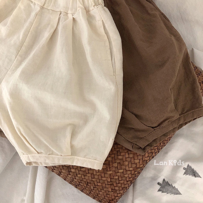Quần Cotton Lanh Mỏng Màu Trơn Thời Trang Mùa Hè Dành Cho Bé Trai Gái