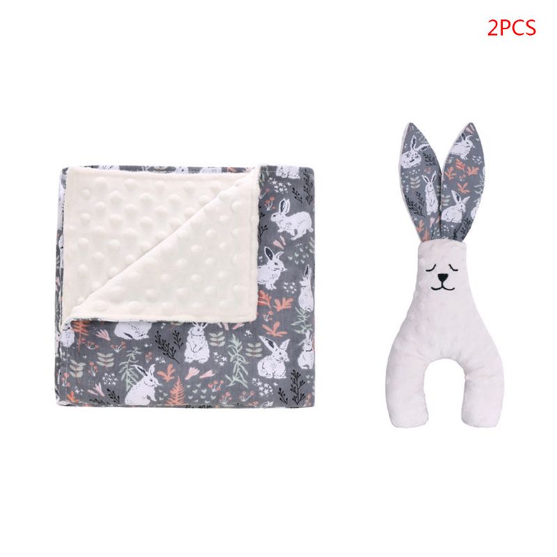 Set 2 Chăn Và Mũ Beanie Siêu Mềm Cho Búp Bê Sơ Sinh