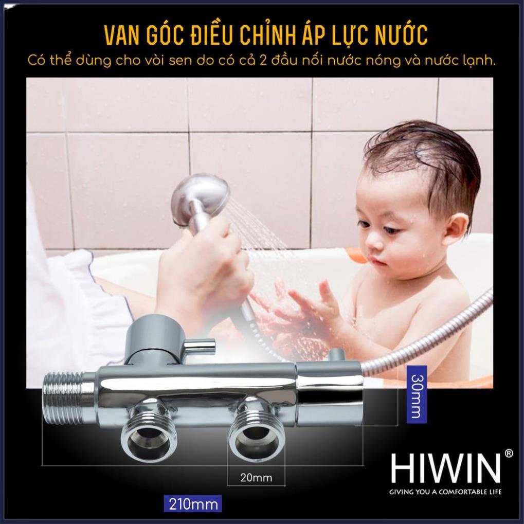 Van T chia nước vòi sen vòi xịt, van giảm áp lực nước chất liệu đồng mặt gương HIWIN JF-115