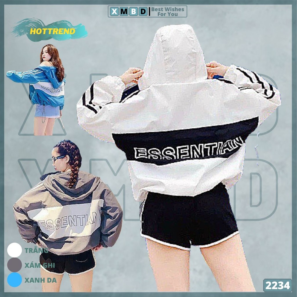 Áo Khoác Dù Nữ In Sau ESSENTIAN Mẫu Mới Jackets Gió 2 Lớp in Trước BLMDE - AK2234
