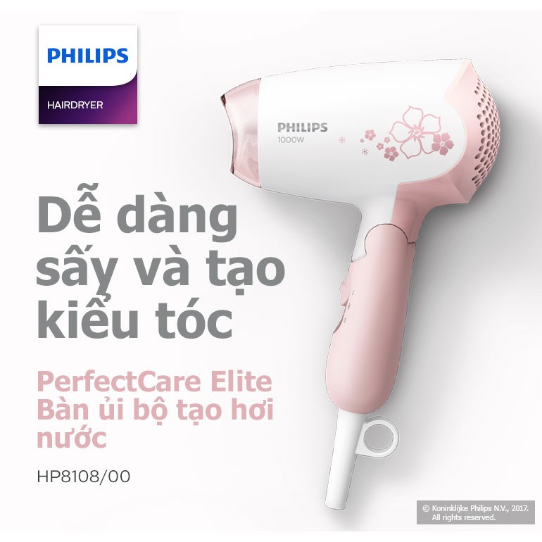 Máy sấy tóc mini du lịch cao cấp Philips HP8108 bảo hành 24 tháng toàn quốc - Hàng chính hãng