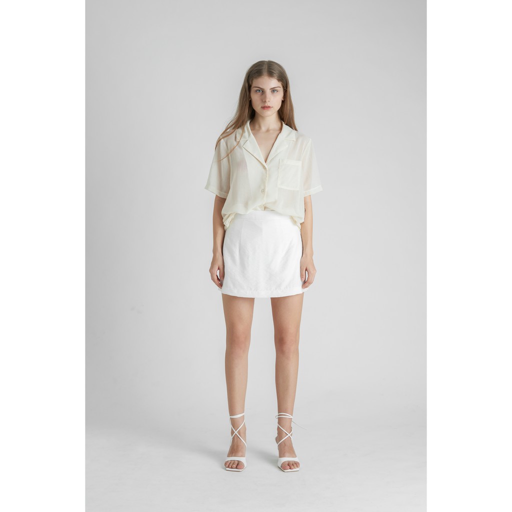 Quần váy KHÂU BY CQ cotton linen trắng Rory