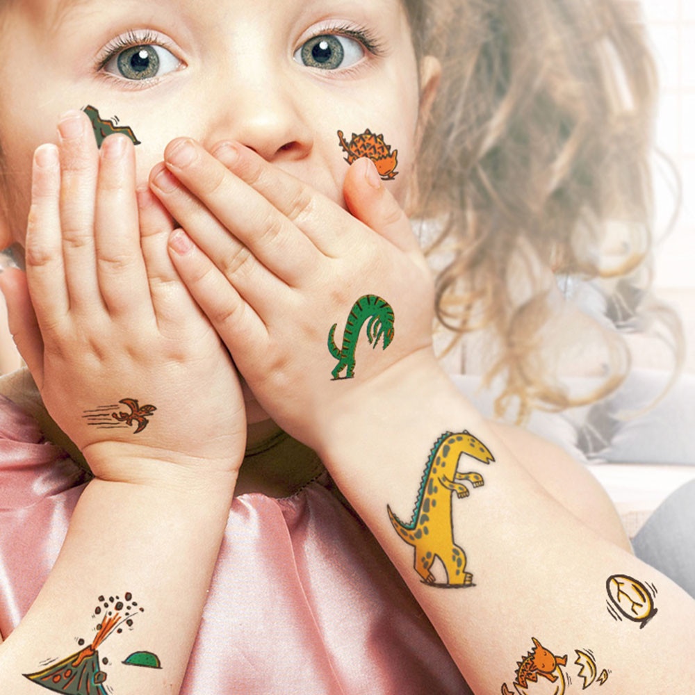 1 Tấm Hình Xăm Dán Hình Khủng Long 3D Chống Nước Dễ Thương Dành Cho Trẻ Em
